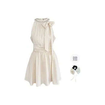TUSHIFEI Sleeveless Dress Women's Champagne+Hair Tie Comes With