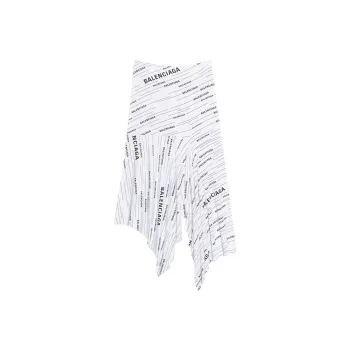 Balenciaga Ruffle Logo Midi Skirt 'White'