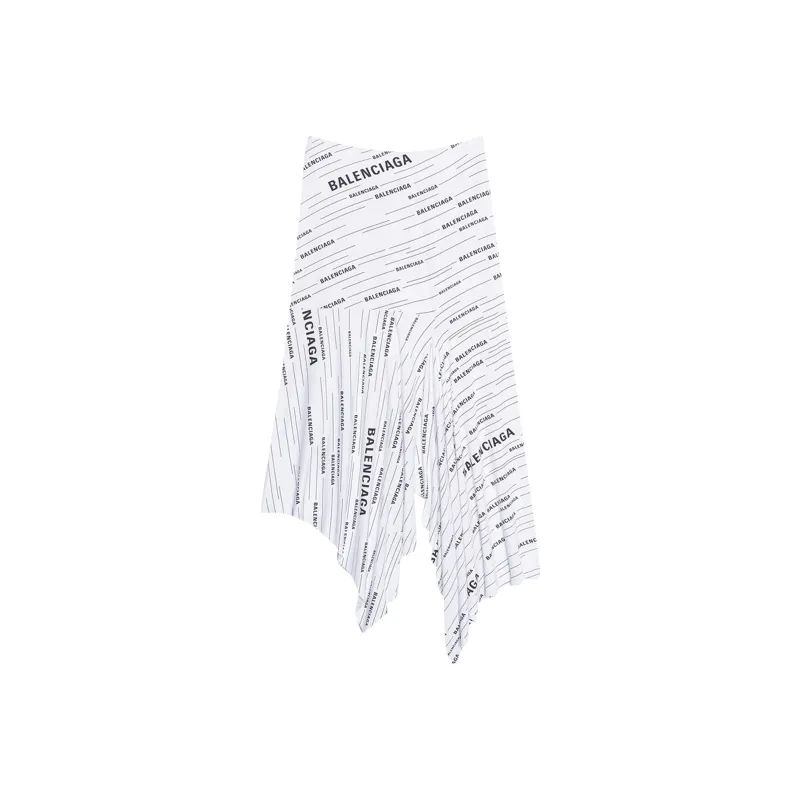 Balenciaga Ruffle Logo Midi Skirt 'White'-0