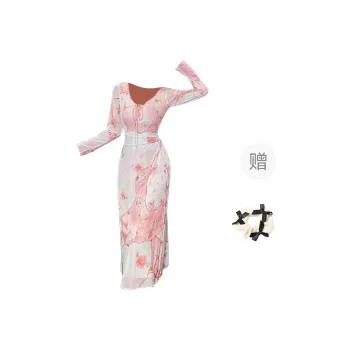 CPAURA Long Sleeved Dress Women's Pink