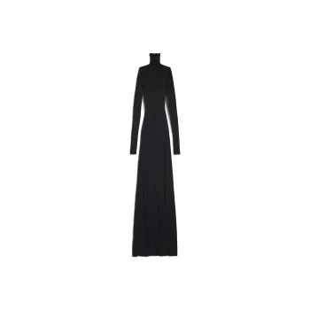 Balenciaga Seamless Flat Dress In Black Long-Sleeved Dress Slim Fit Women's Black