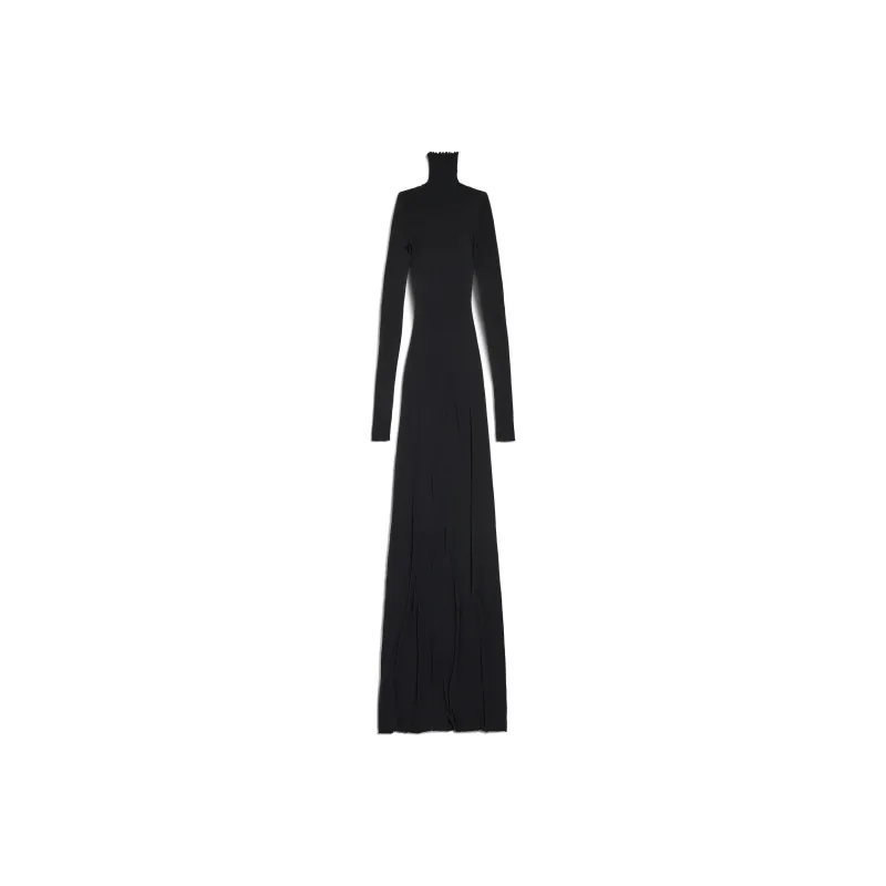 Balenciaga Seamless Flat Dress In Black Long-Sleeved Dress Slim Fit Women's Black-0