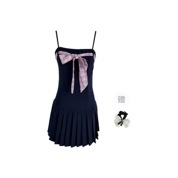 TUSHIFEI Slip Dresses Women's Navy Blue+Hair Tie Comes With