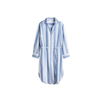 H&M Long Sleeved Dress Women's White/Blue