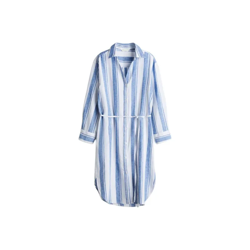 H&M Long Sleeved Dress Women's White/Blue-0