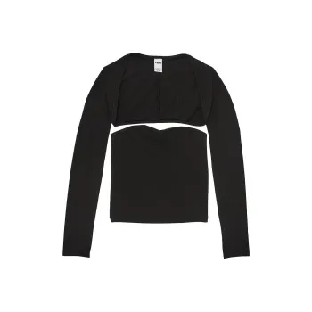 Victoria's Secret PINK Base Ballet Cotton Bolero&Tube TopSet/PB Casual Suit Women's Pure Black