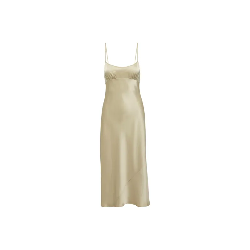 ARITZIA Wilfred Toulouse Satin Dress Slip Dresses Women's Humus Beige/Compost Beige Yellow-0