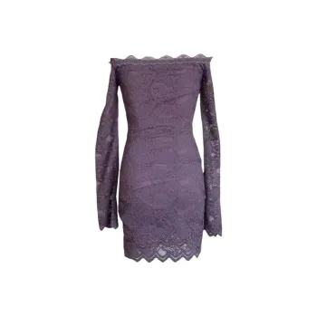 AFGGD Long Sleeved Dresses Women's Purple