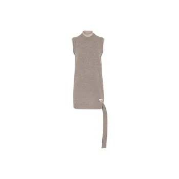 FENDI Logo Intarsia Knit Sleeveless Mini Dress