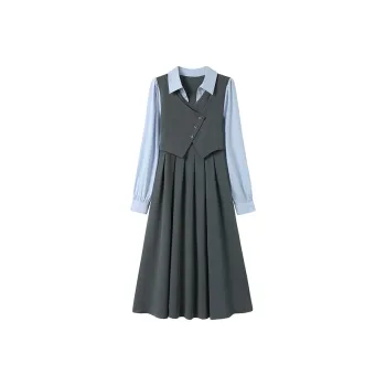 GULIANFEI Long Sleeved Dresses Women's Gray
