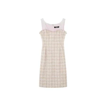 VERSACE Organza Tweed Bustier Midi Dress