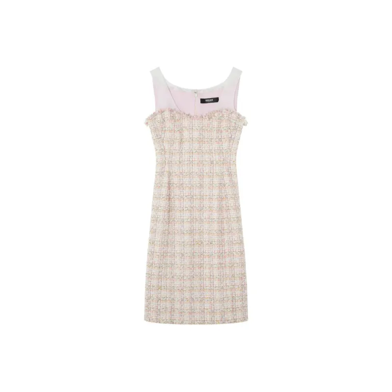 VERSACE Organza Tweed Bustier Midi Dress-0