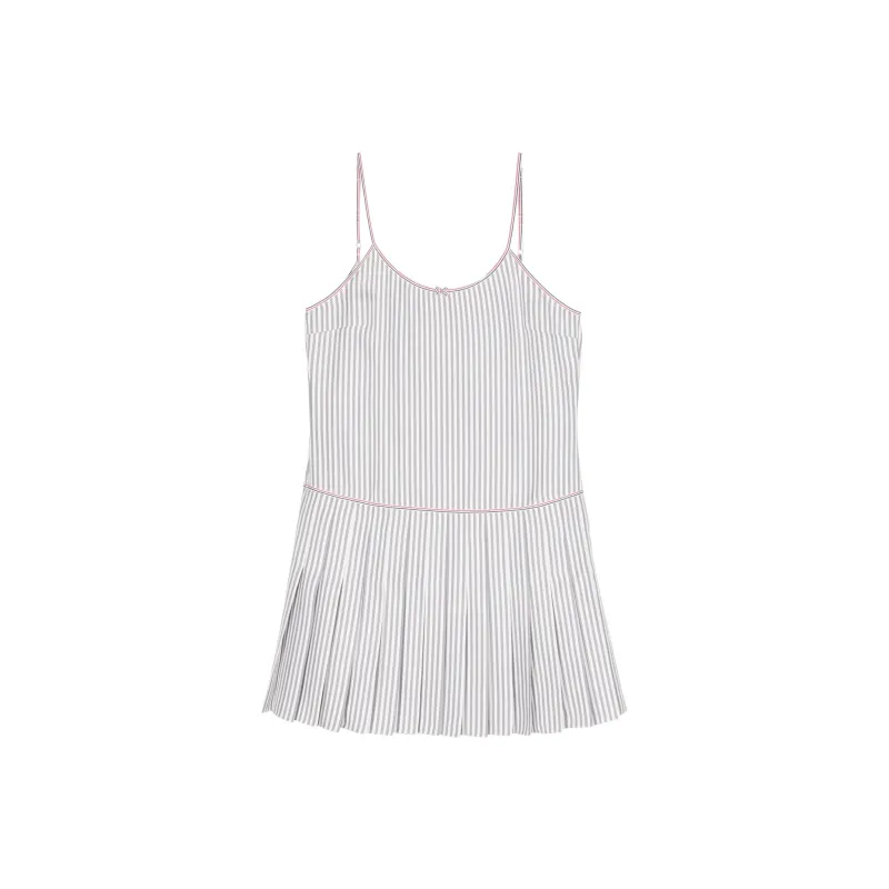THOM BROWNE Striped Pleated Minidress-0