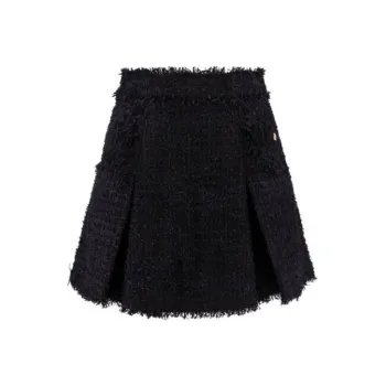 BALMAIN Pleated Tweed Miniskirt