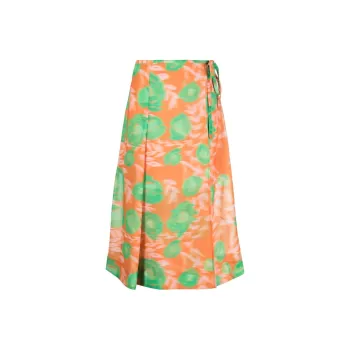 GANNI Floral-Printed Tie Fastened A-Line Skirt