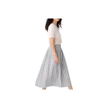 Ines De La Fressange X UNIQLO X Ines De La Fressange Casual Long Skirts Women's Asphalt Gray