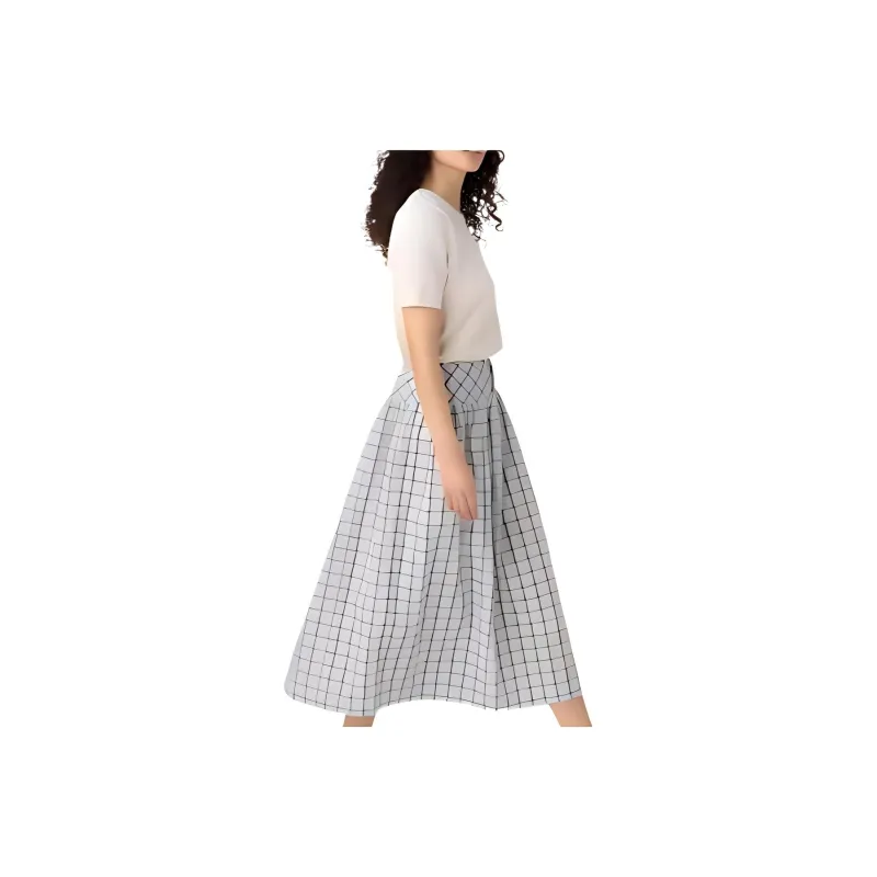 Ines De La Fressange X UNIQLO X Ines De La Fressange Casual Long Skirts Women's Asphalt Gray-0