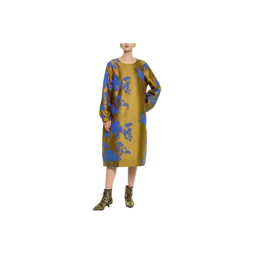 Contour Long Sleeved Dresses Women's Yellow Flower
