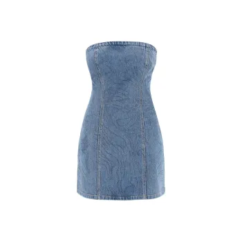 Rotate Embellished Strapless Denim Mini Dress