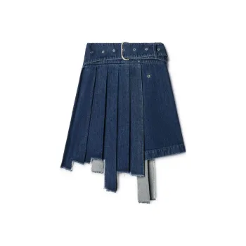 OFF-WHITE Belted Pleated Denim Skirt