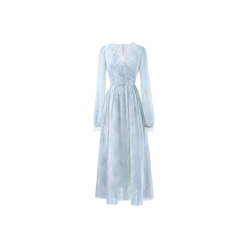 KKX Long Sleeved Dress Women's Aqua Blue-0