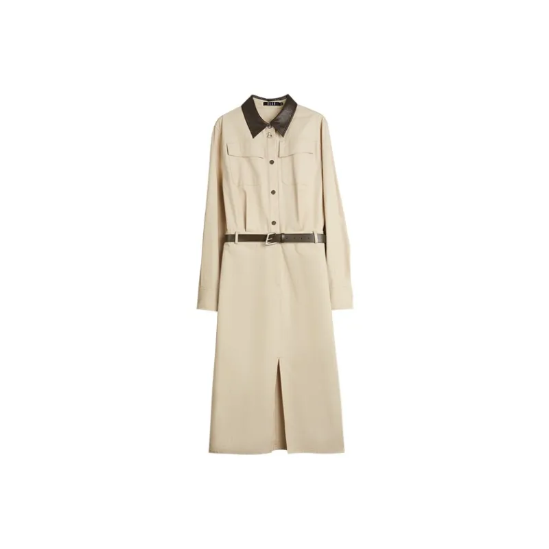 ELLE Long Sleeved Dresses Women's Khaki-0