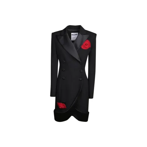MOSCHINO Tuxedo Grain De Poudre Wool Dress Long Sleeved Dresses Women's Black