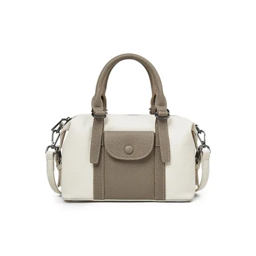 Old Man's Head Cow Leather One Shoulder Handbag Women's Black/white/grey/caramel