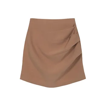 ETSE Casual Short Skirts Women's Brown