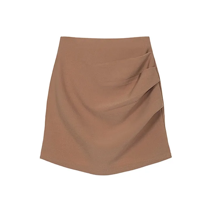 ETSE Casual Short Skirts Women's Brown-0