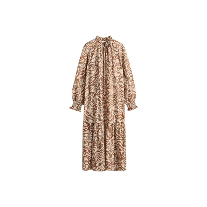 H&M Long Sleeved Dresses Women's Brown/White-0