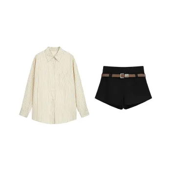 ETSE Casual Suits Women's Clothing Sets Shirt+Shorts