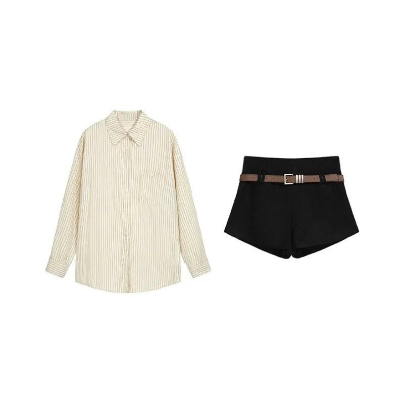 ETSE Casual Suits Women's Clothing Sets Shirt+Shorts-0
