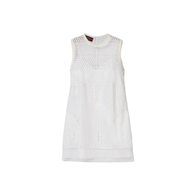 GUCCI Sleeveless Dress Women's White-0
