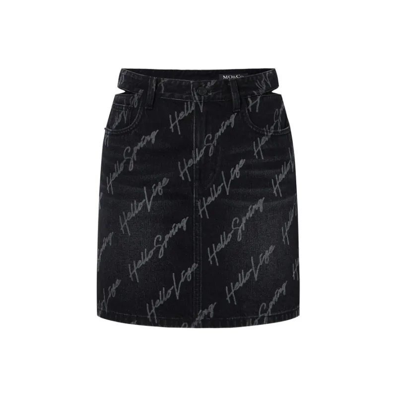 MO&CO Denim Short Skirts Women's Denim Black-0
