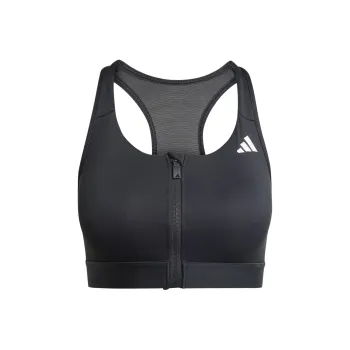 Adidas Powerreact Medium Support Zip Bra Sports Underwear Women's Black