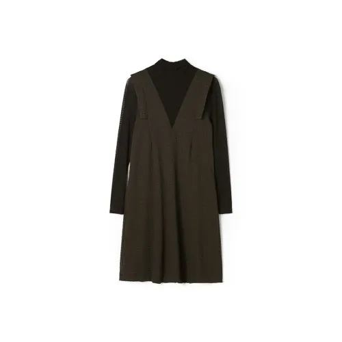 Mapping Long Sleeved Dress Women's Coffee