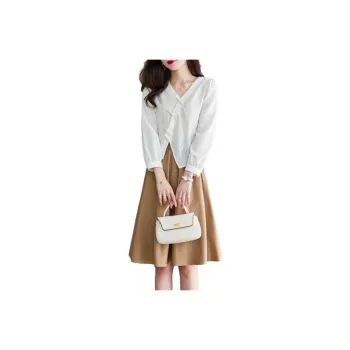 Still quiet Two Piece Skirt Sets Women's Beige+Khaki
