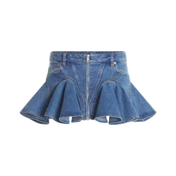 Mugler FW23 Denim Short Skirts Women's Blue