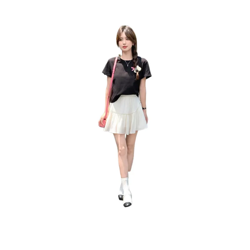 Tonlion Casual Short Skirts Women's Ecru-0