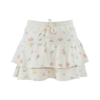 UNIFREE Tiered A Line Skirt Puffy Skirt Women's Beige
