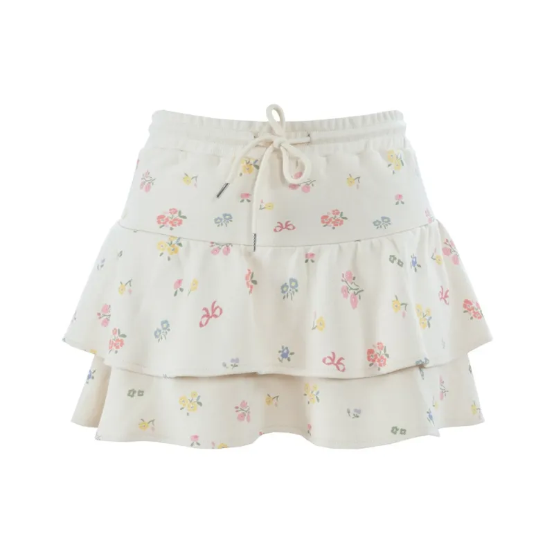 UNIFREE Tiered A-Line Skirt Puffy Skirt Women's Beige-0