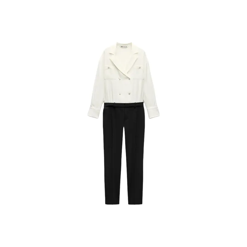 ZARA ZW Series Jumpsuit Women's White/Black-0