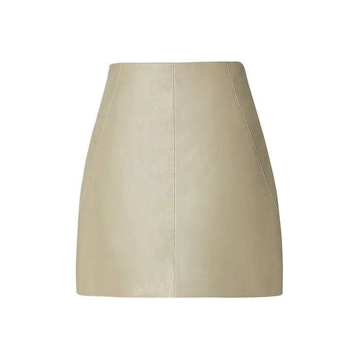 TAMMY TANGS Leather Short Skirts Women's Apricot-0