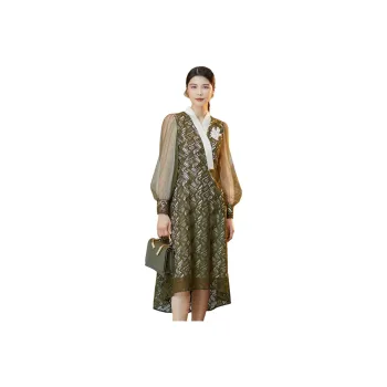 BBLLUUEE Long Sleeved Dress Women's Tea Green