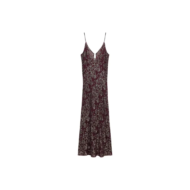 ZARA ZW Series Slip Dresses Women's Dark Purple Red-0