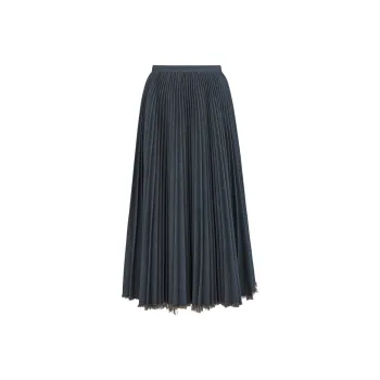 DIOR Mid-Length Pleated Skirt Casual Long Skirts Women's Blue