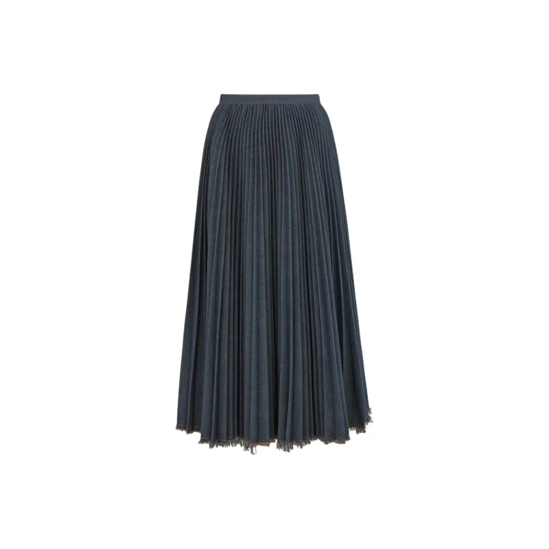 DIOR Mid-Length Pleated Skirt Casual Long Skirts Women's Blue-0