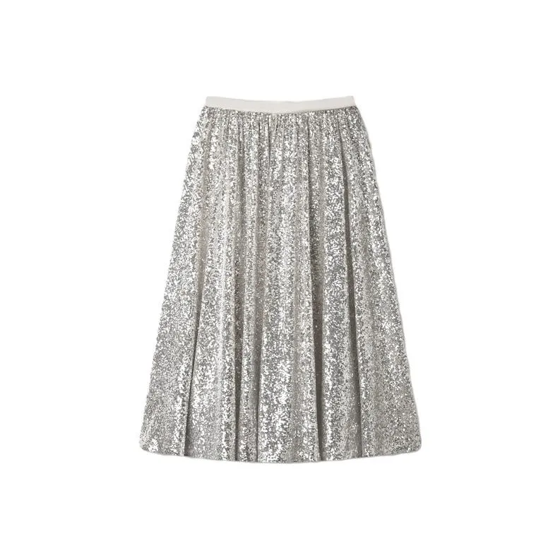 KARL LAGERFELD FW23 Casual Long Skirt Women's Silver-0
