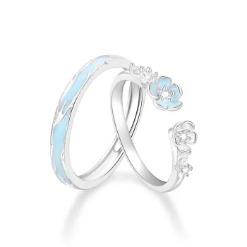 Lao Feng Xiang 925 Sterling Silver Ring Pair Unisex
